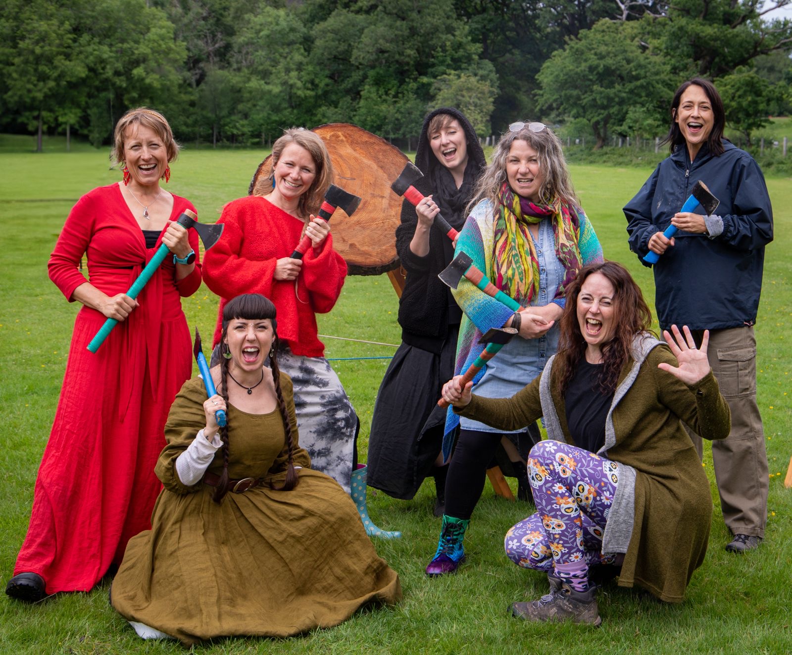 Women axe throwing